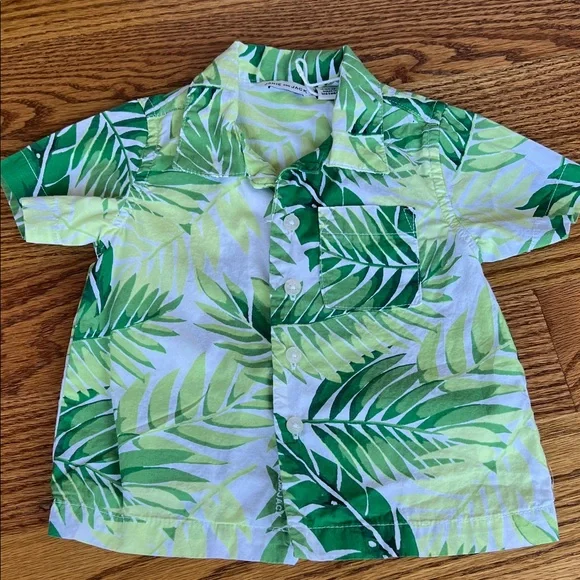 Janie and Jack Tropical Green Leaf Print Baby Shirt - Picture 4 of 4
